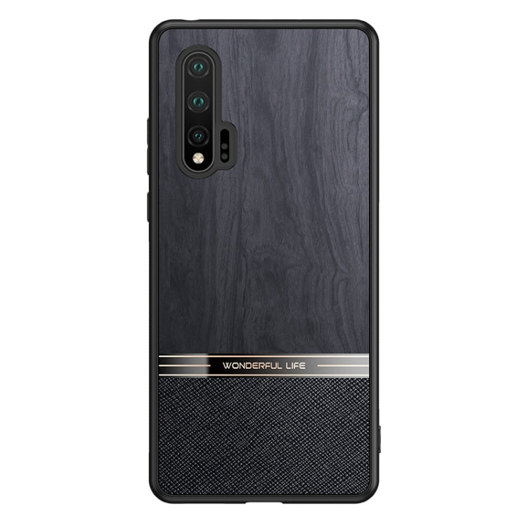For Huawei nova 6 Shang Rui Wood Grain Skin PU + TPU Shockproof Case