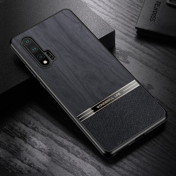 For Huawei nova 6 Shang Rui Wood Grain Skin PU + TPU Shockproof Case