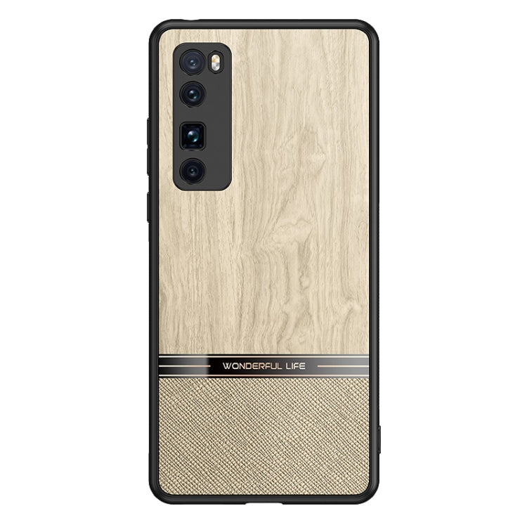 For Huawei nova 7 Pro 5G Shang Rui Wood Grain Skin PU + TPU Shockproof Case