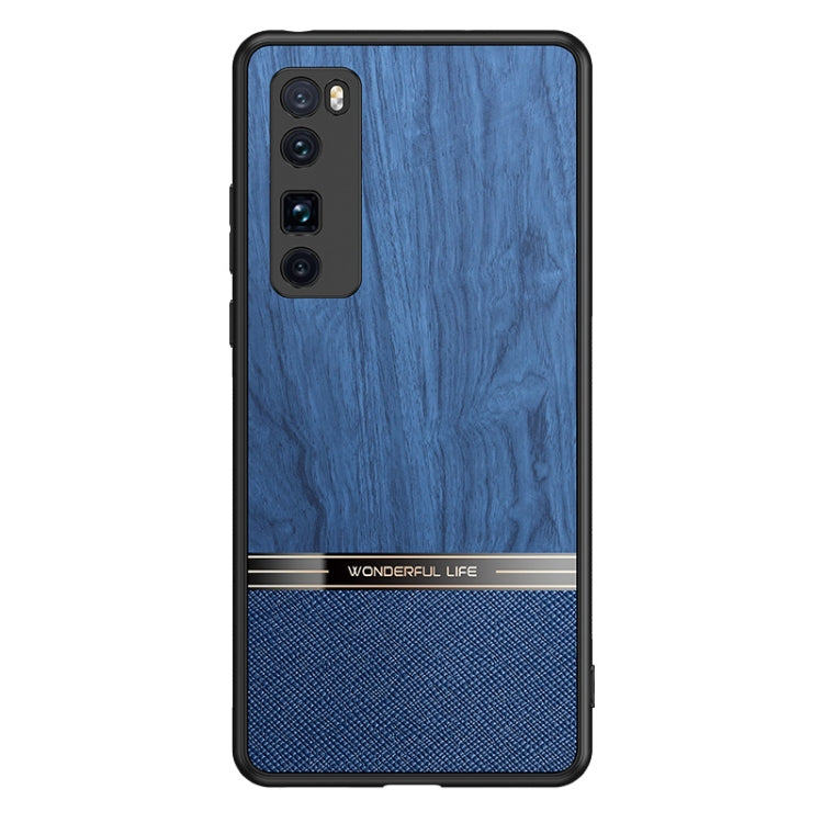 For Huawei nova 7 Pro 5G Shang Rui Wood Grain Skin PU + TPU Shockproof Case