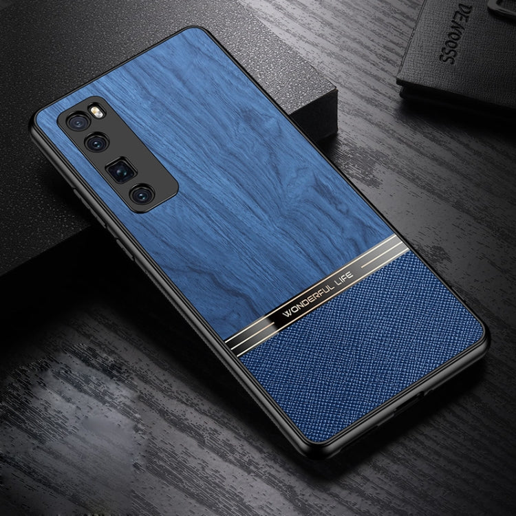 For Huawei nova 7 Pro 5G Shang Rui Wood Grain Skin PU + TPU Shockproof Case