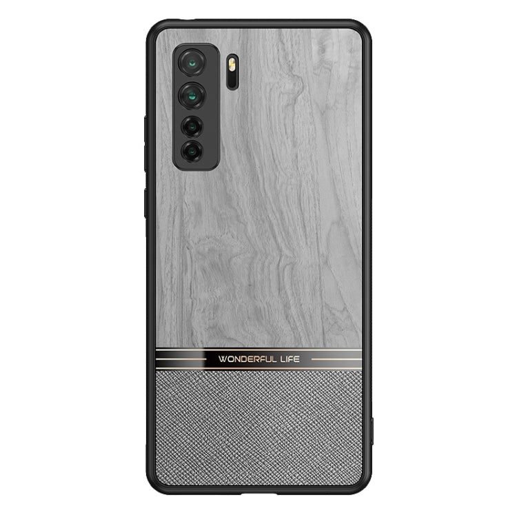 For Huawei nova 7 SE Shang Rui Wood Grain Skin PU + TPU Shockproof Case