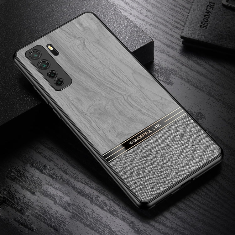 For Huawei nova 7 SE Shang Rui Wood Grain Skin PU + TPU Shockproof Case