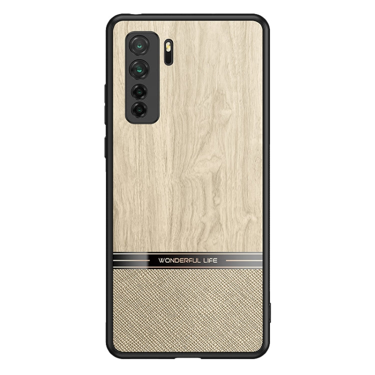 For Huawei nova 7 SE Shang Rui Wood Grain Skin PU + TPU Shockproof Case
