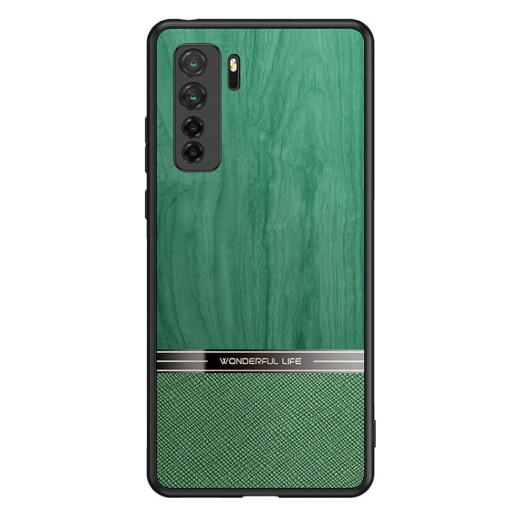 For Huawei nova 7 SE Shang Rui Wood Grain Skin PU + TPU Shockproof Case