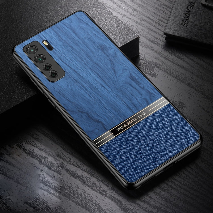 For Huawei nova 7 SE Shang Rui Wood Grain Skin PU + TPU Shockproof Case