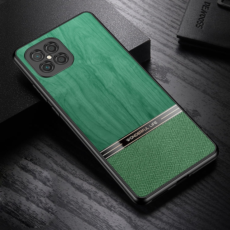 For Huawei nova 8 SE Shang Rui Wood Grain Skin PU + TPU Shockproof Case
