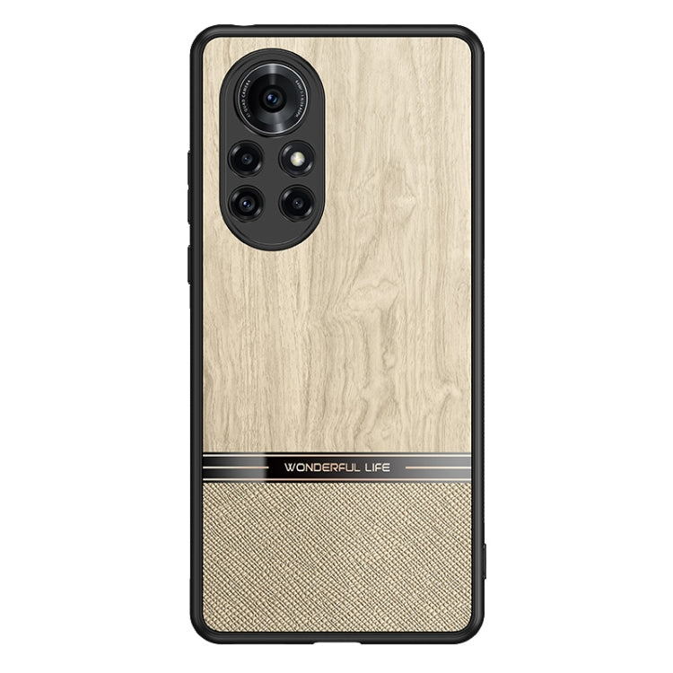 For Huawei nova 8 Pro 5G Shang Rui Wood Grain Skin PU + TPU Shockproof Case