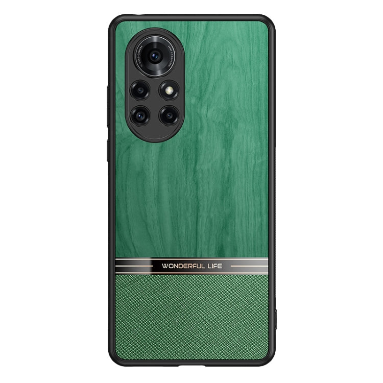 For Huawei nova 8 Pro 5G Shang Rui Wood Grain Skin PU + TPU Shockproof Case