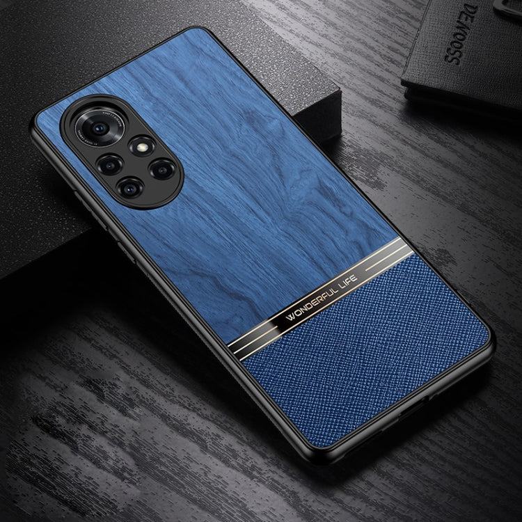 For Huawei nova 8 Pro 5G Shang Rui Wood Grain Skin PU + TPU Shockproof Case