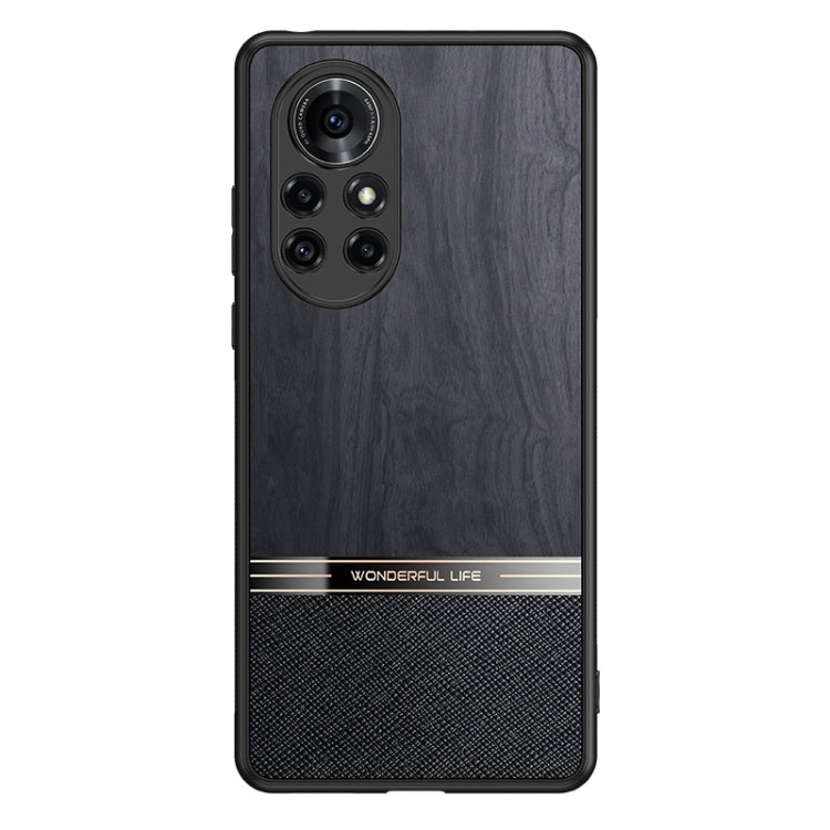 For Huawei nova 8 Pro 5G Shang Rui Wood Grain Skin PU + TPU Shockproof Case
