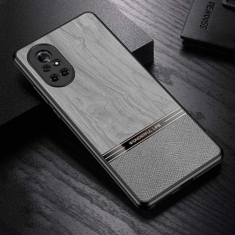 For Huawei nova 8 5G Shang Rui Wood Grain Skin PU + TPU Shockproof Case