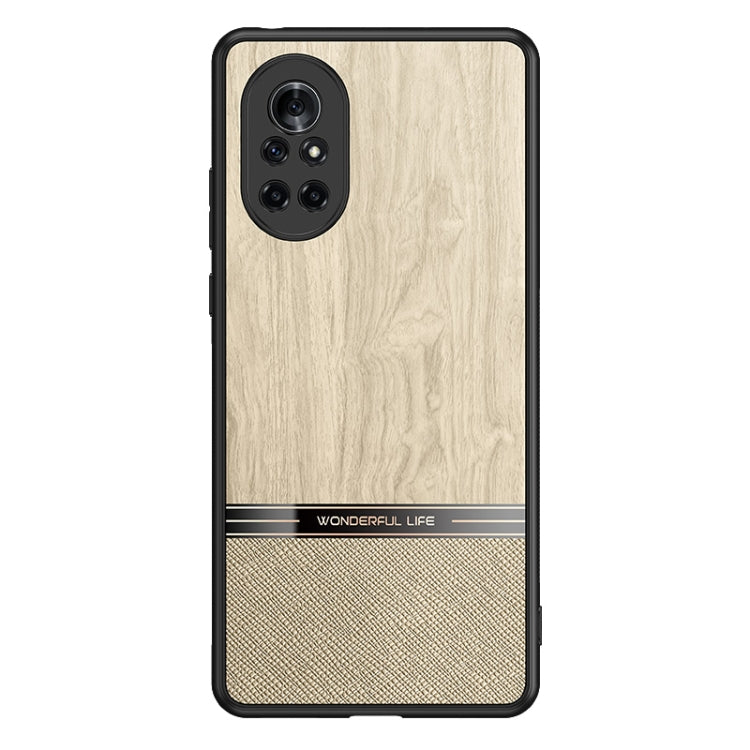 For Huawei nova 8 5G Shang Rui Wood Grain Skin PU + TPU Shockproof Case