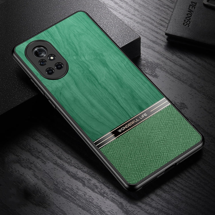 For Huawei nova 8 5G Shang Rui Wood Grain Skin PU + TPU Shockproof Case