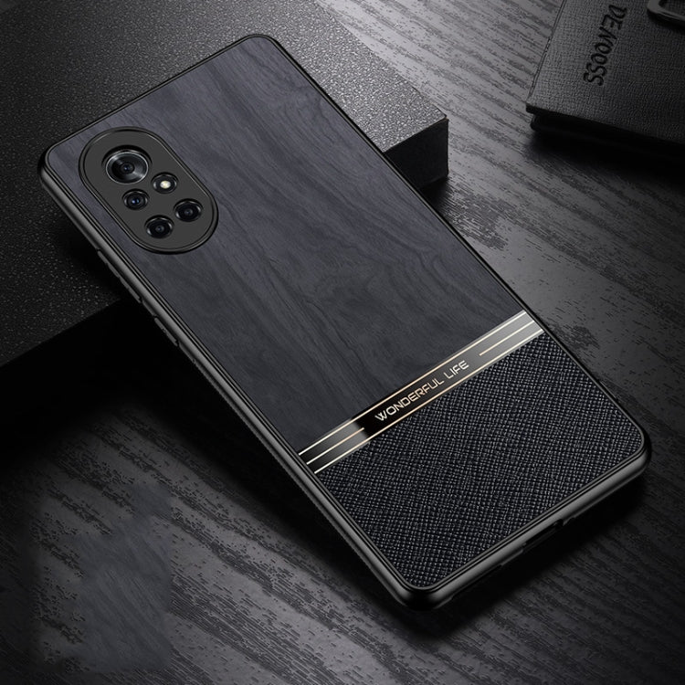 For Huawei nova 8 5G Shang Rui Wood Grain Skin PU + TPU Shockproof Case