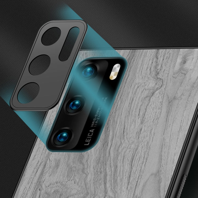 For Huawei P30 Shang Rui Wood Grain Skin PU + TPU Shockproof Case