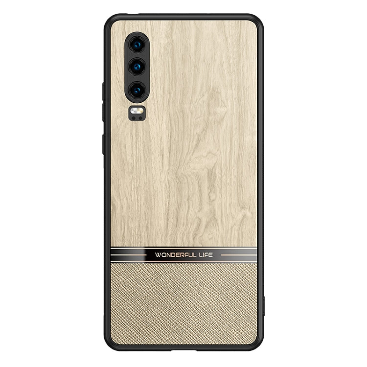 For Huawei P30 Shang Rui Wood Grain Skin PU + TPU Shockproof Case