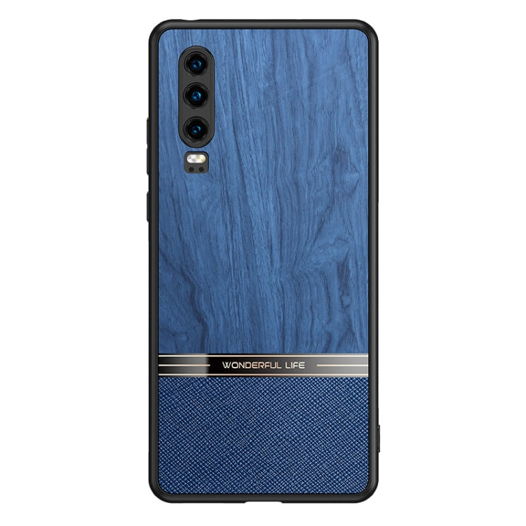 For Huawei P30 Shang Rui Wood Grain Skin PU + TPU Shockproof Case