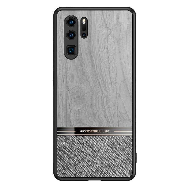 For Huawei P30 Pro Shang Rui Wood Grain Skin PU + TPU Shockproof Case