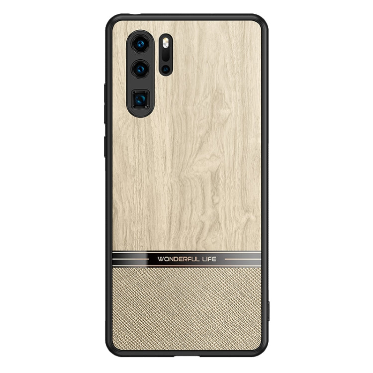 For Huawei P30 Pro Shang Rui Wood Grain Skin PU + TPU Shockproof Case