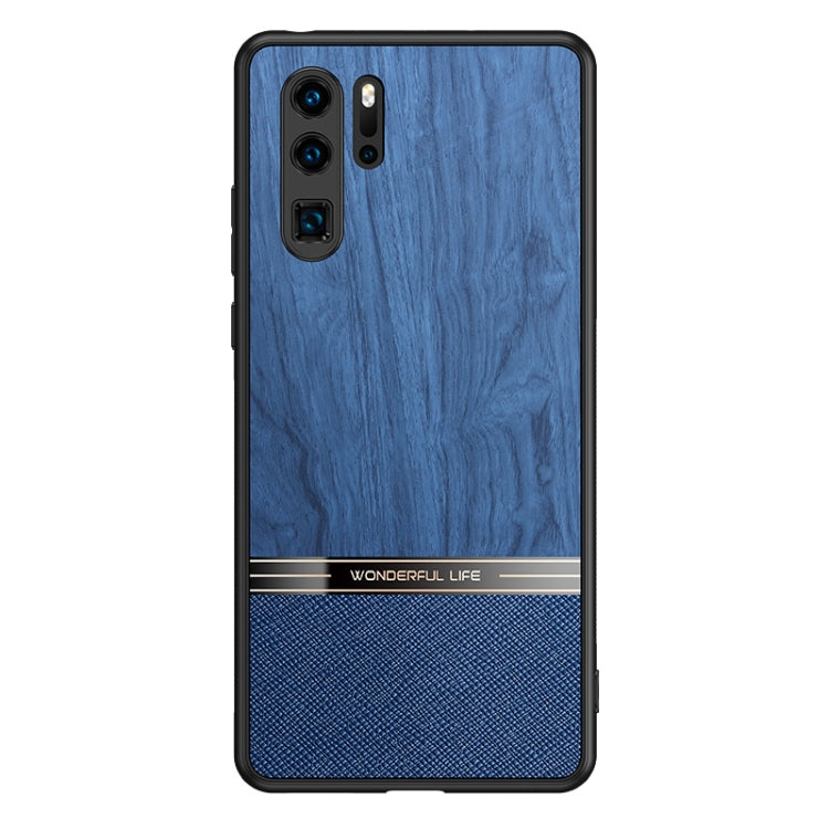 For Huawei P30 Pro Shang Rui Wood Grain Skin PU + TPU Shockproof Case