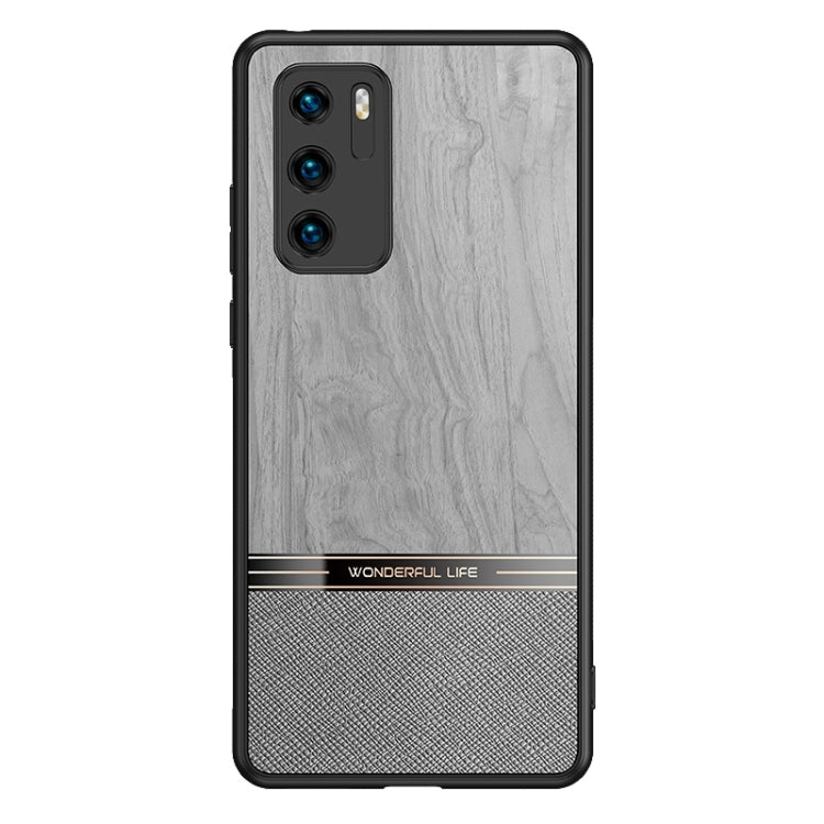 For Huawei P40 Shang Rui Wood Grain Skin PU + TPU Shockproof Case