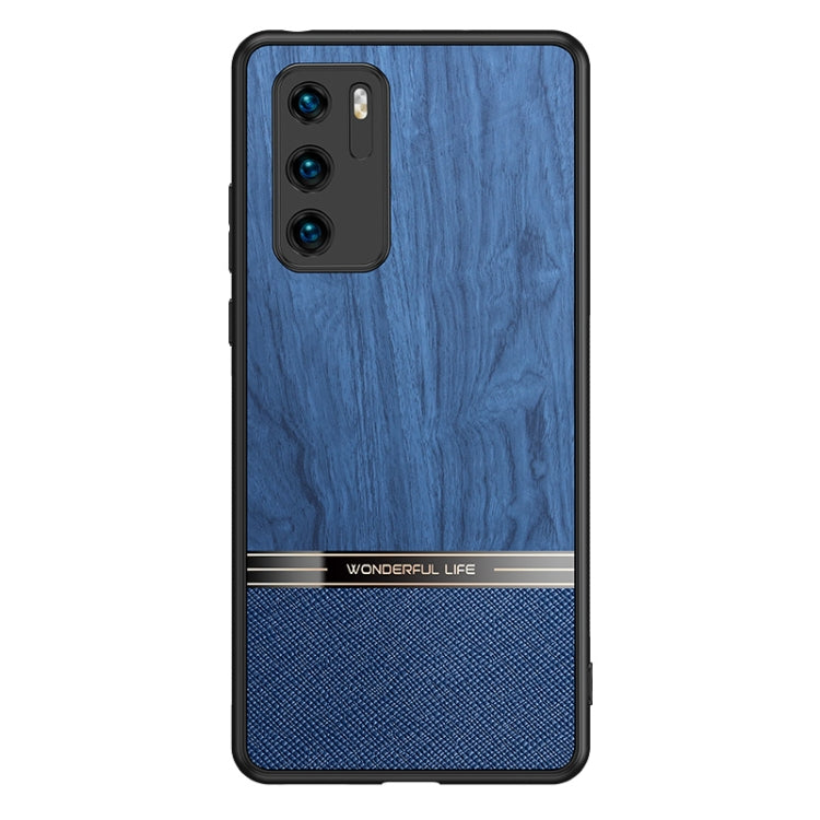 For Huawei P40 Shang Rui Wood Grain Skin PU + TPU Shockproof Case