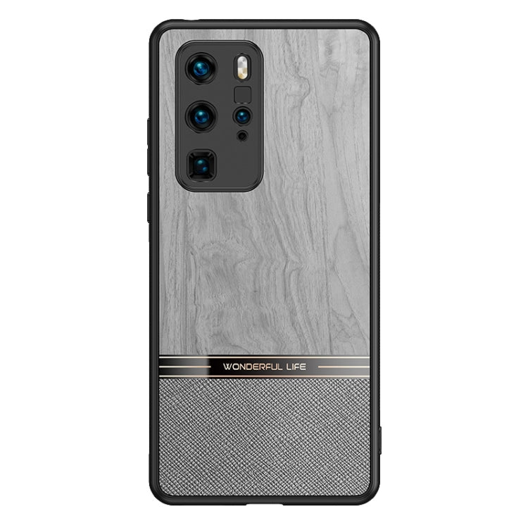 For Huawei P40 Pro Shang Rui Wood Grain Skin PU + TPU Shockproof Case