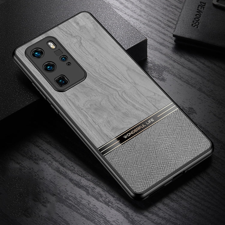 For Huawei P40 Pro Shang Rui Wood Grain Skin PU + TPU Shockproof Case