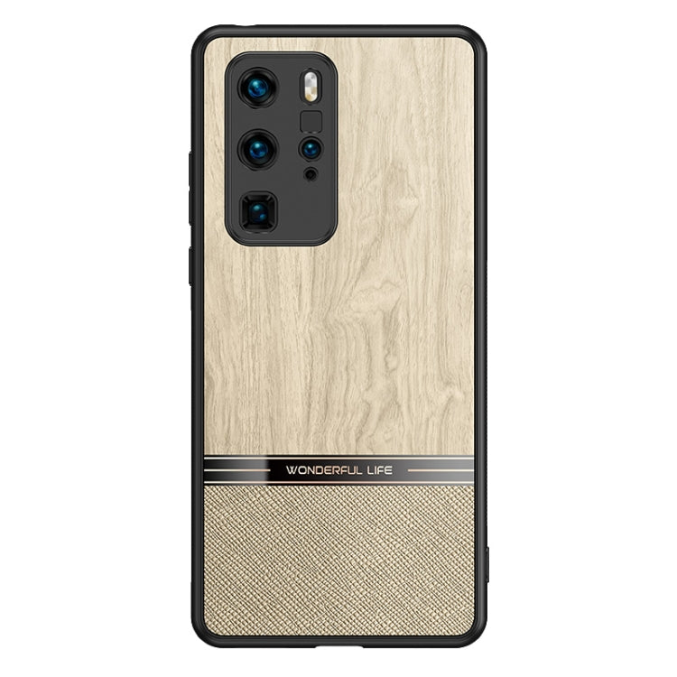 For Huawei P40 Pro Shang Rui Wood Grain Skin PU + TPU Shockproof Case