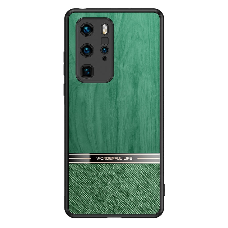 For Huawei P40 Pro Shang Rui Wood Grain Skin PU + TPU Shockproof Case