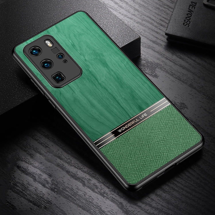 For Huawei P40 Pro Shang Rui Wood Grain Skin PU + TPU Shockproof Case