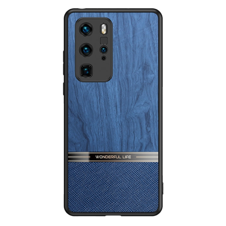 For Huawei P40 Pro Shang Rui Wood Grain Skin PU + TPU Shockproof Case