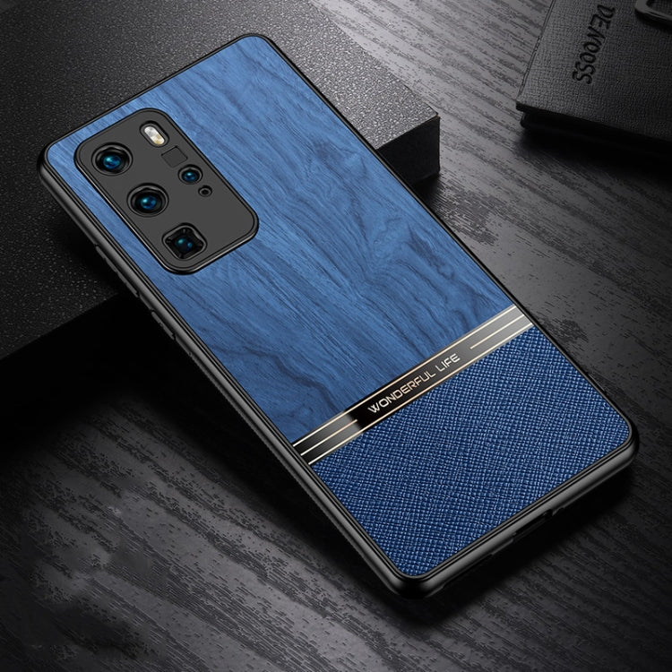 For Huawei P40 Pro Shang Rui Wood Grain Skin PU + TPU Shockproof Case