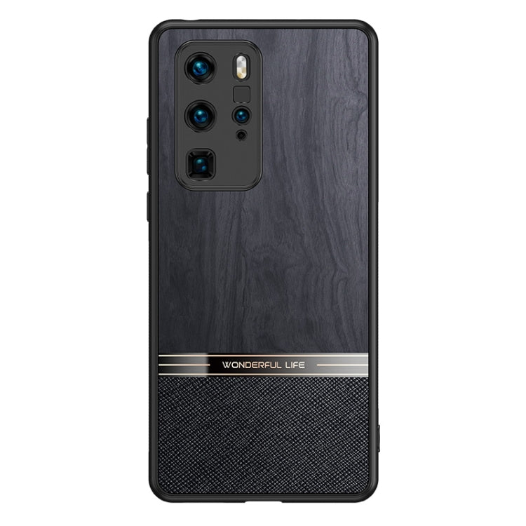 For Huawei P40 Pro Shang Rui Wood Grain Skin PU + TPU Shockproof Case
