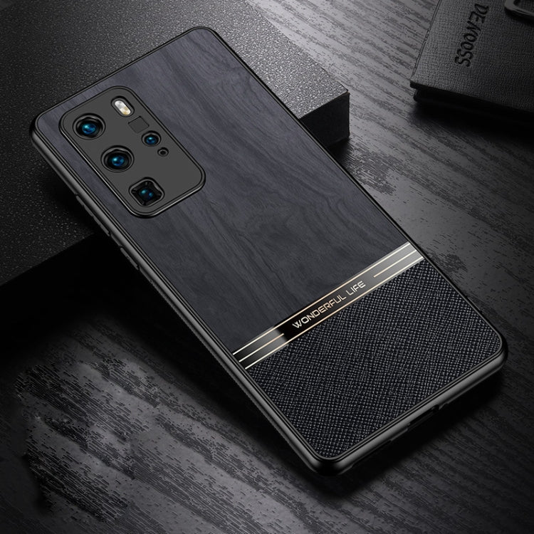 For Huawei P40 Pro Shang Rui Wood Grain Skin PU + TPU Shockproof Case