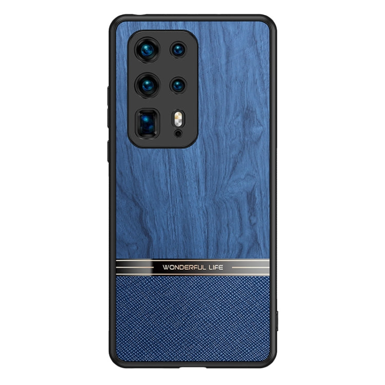 For Huawei P40 Pro+ Shang Rui Wood Grain Skin PU + TPU Shockproof Case