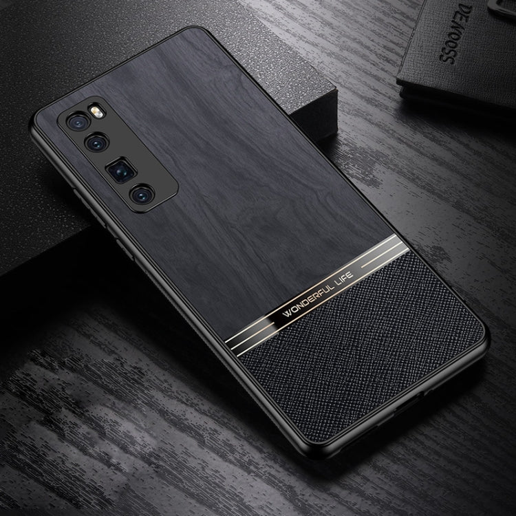 For Huawei nova 7 5G Shang Rui Wood Grain Skin PU + TPU Shockproof Case