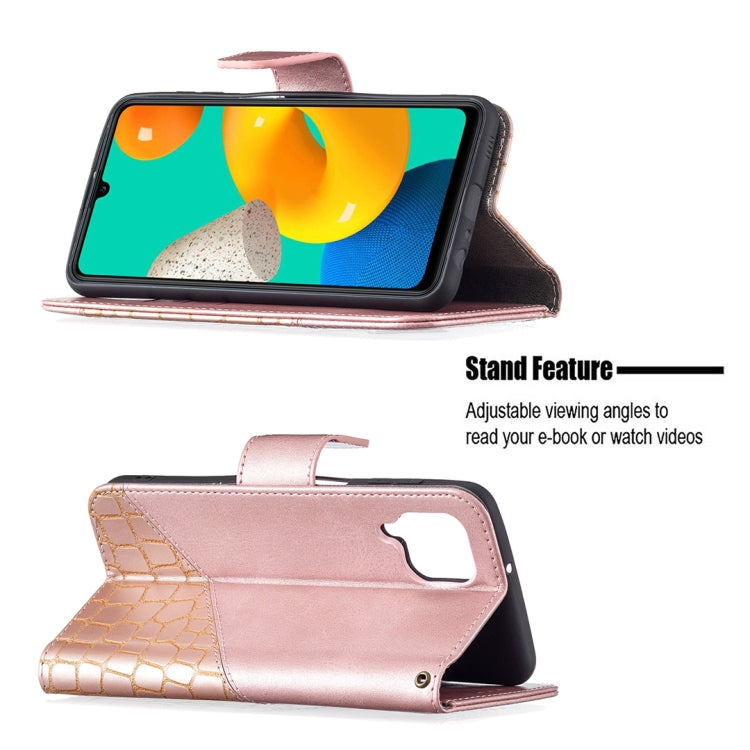 For Samsung Galaxy M32 Matching Color Crocodile Texture Horizontal Flip PU Leather Case with Wallet & Holder & Card Slots