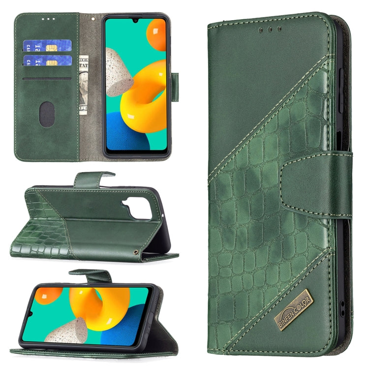 For Samsung Galaxy M32 Matching Color Crocodile Texture Horizontal Flip PU Leather Case with Wallet & Holder & Card Slots