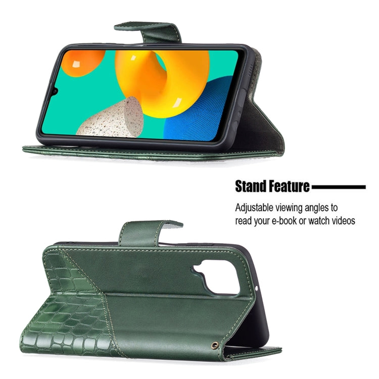 For Samsung Galaxy M32 Matching Color Crocodile Texture Horizontal Flip PU Leather Case with Wallet & Holder & Card Slots
