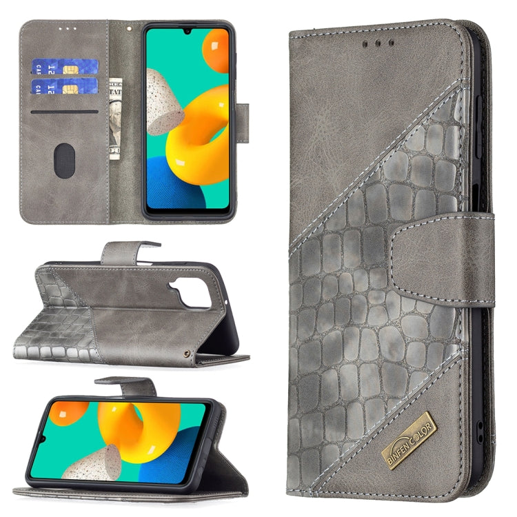 For Samsung Galaxy M32 Matching Color Crocodile Texture Horizontal Flip PU Leather Case with Wallet & Holder & Card Slots