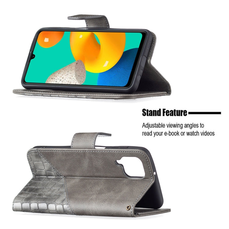 For Samsung Galaxy M32 Matching Color Crocodile Texture Horizontal Flip PU Leather Case with Wallet & Holder & Card Slots