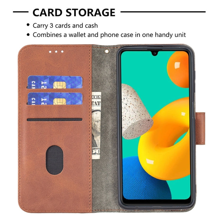For Samsung Galaxy M32 Matching Color Crocodile Texture Horizontal Flip PU Leather Case with Wallet & Holder & Card Slots