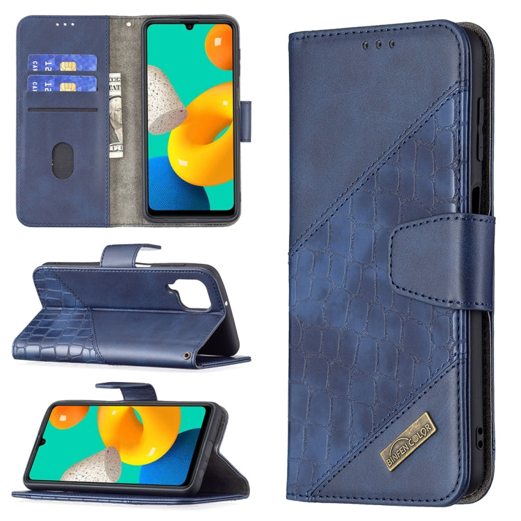 For Samsung Galaxy M32 Matching Color Crocodile Texture Horizontal Flip PU Leather Case with Wallet & Holder & Card Slots