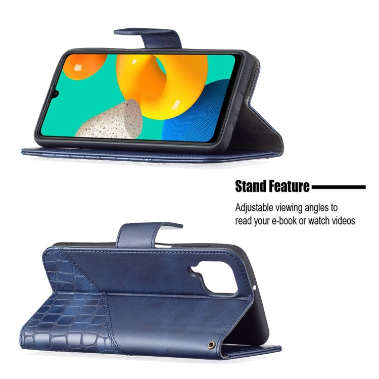 For Samsung Galaxy M32 Matching Color Crocodile Texture Horizontal Flip PU Leather Case with Wallet & Holder & Card Slots