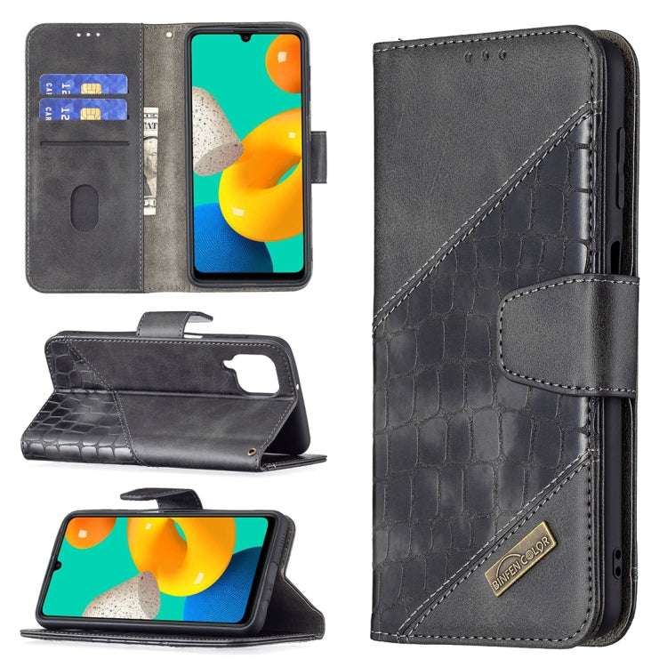 For Samsung Galaxy M32 Matching Color Crocodile Texture Horizontal Flip PU Leather Case with Wallet & Holder & Card Slots