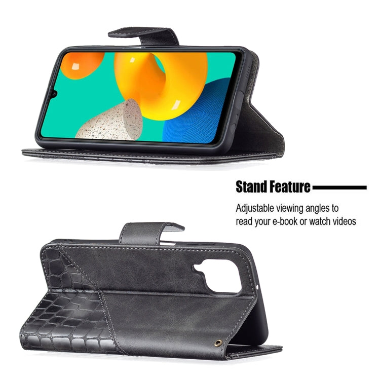 For Samsung Galaxy M32 Matching Color Crocodile Texture Horizontal Flip PU Leather Case with Wallet & Holder & Card Slots