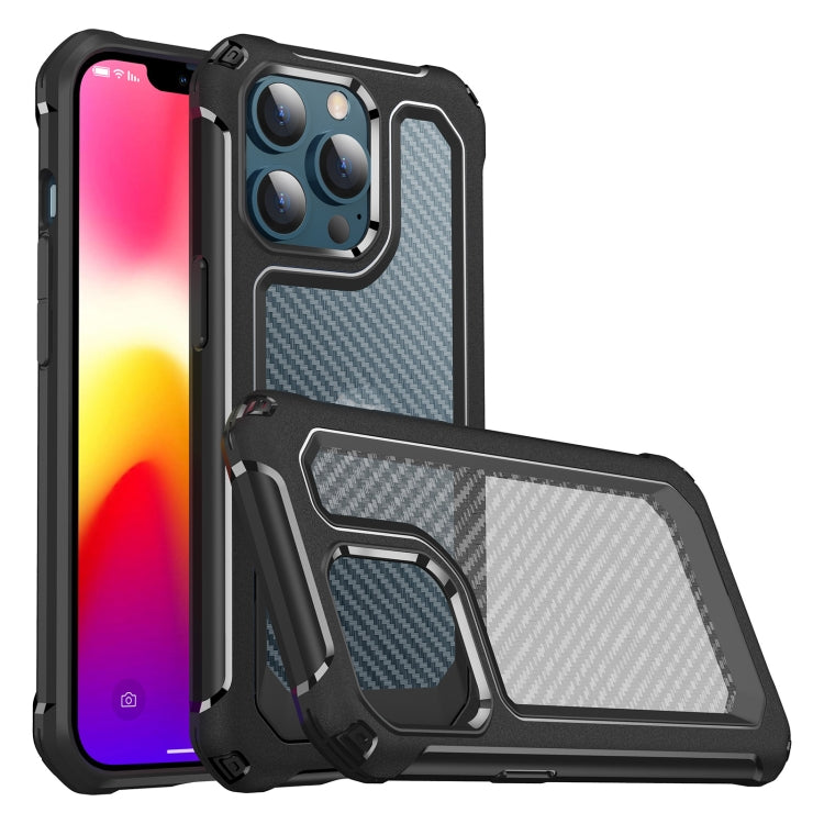 For iPhone 13 mini Shockproof PC + Carbon Fiber Texture TPU Armor Protective Case