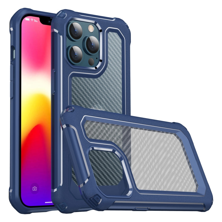 For iPhone 13 mini Shockproof PC + Carbon Fiber Texture TPU Armor Protective Case